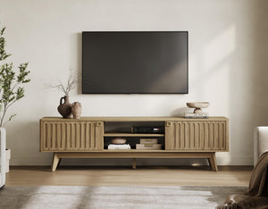 70" Fluted TV Stand with Storage Cabinets