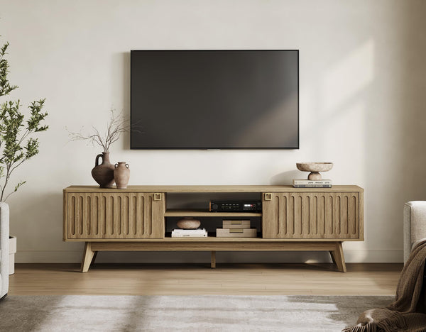 70" Fluted TV Stand with Storage Cabinets