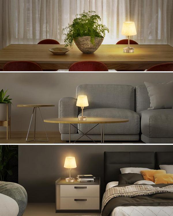 2 Pack Small Cordless Table Lamp for Restaurant Dinner Table, 5200mAh Battery Operated Lamps, Rechargeable Portable Dimmable Touch Bedside Night Light for Side End Table Dining Room Patio Outdoor