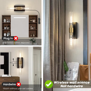 Rechargeable Battery Wall Sconce Set of 2 with Remote Control