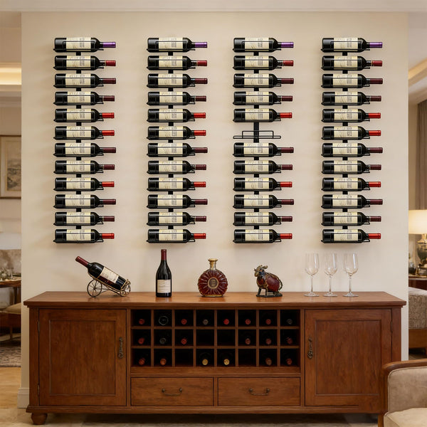 Wall Mount Wine Rack – Black Metal Bottle Holder