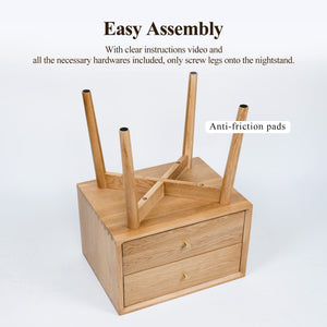 Solid Wood Nightstand with Drawer