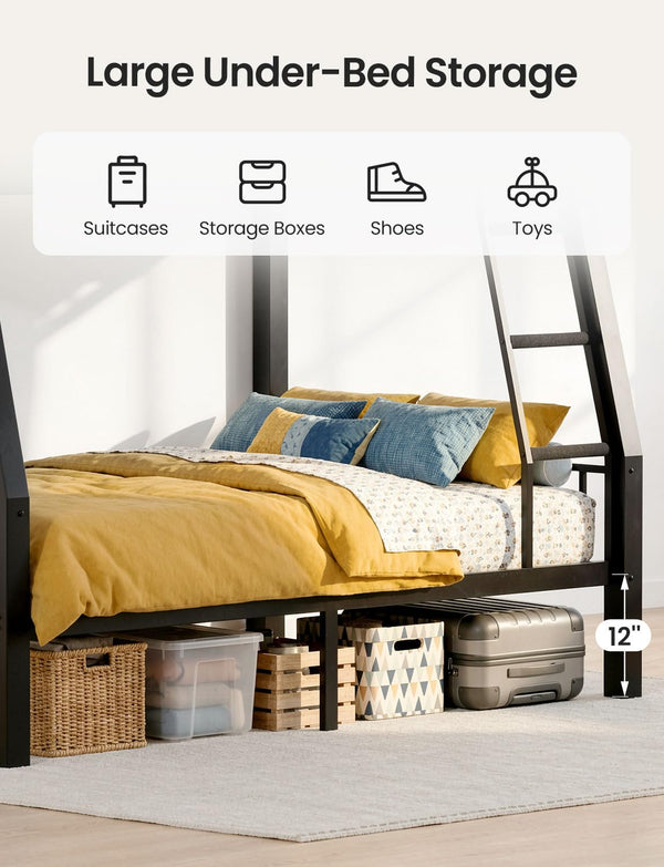 Full XL Over Queen Bunk Bed – Heavy Duty Metal Frame