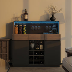 Wine Cabinet with LED Lights & Charging Station