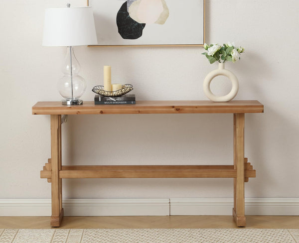 59" Solid Wood Console Table – Farmhouse Entryway & Sofa Table