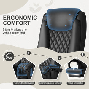 Executive Reclining Office Chair with Lumbar Support – 400 lbs Capacity