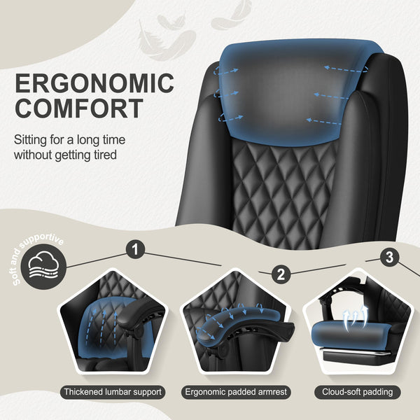 Executive Reclining Office Chair with Lumbar Support – 400 lbs Capacity