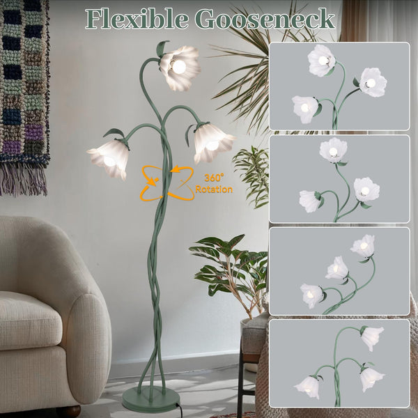 Vintage 3-Head Flower Floor Lamp