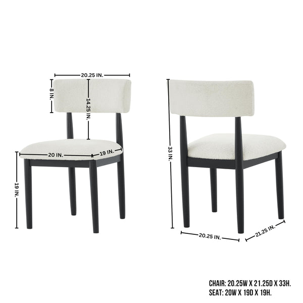 Boucle Upholstered Dining Chairs Set of 2