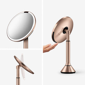 8" Round Sensor Lighted Makeup Mirror — 5x Magnification, Cordless