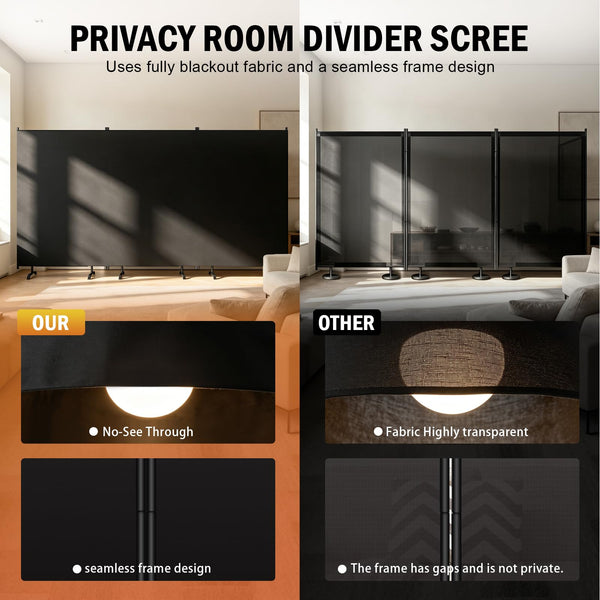 Blackout Room Divider – Freestanding Folding Privacy Screen