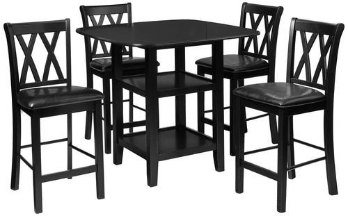 5-Piece Counter Height Dining Set with Display Shelves