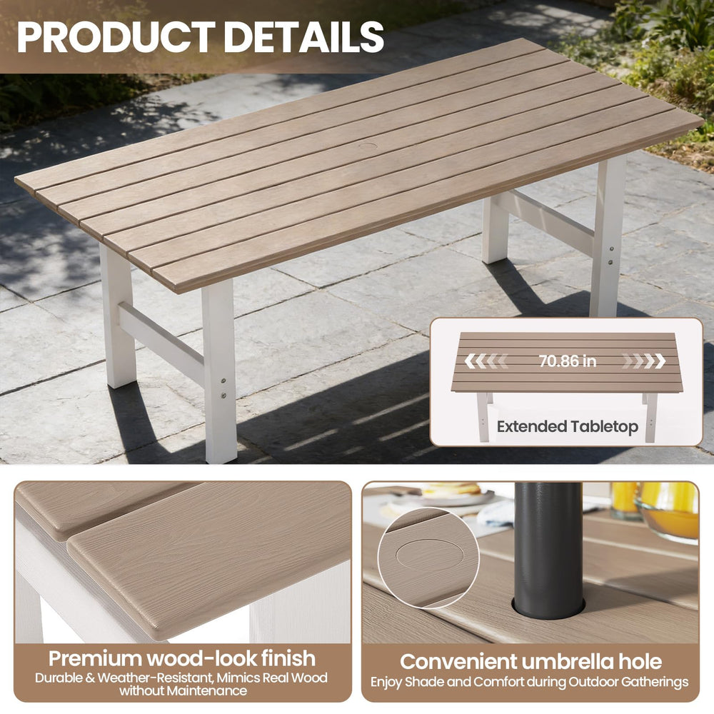 7-Piece Outdoor HDPE Patio Dining Set with Umbrella Hole