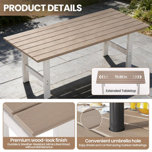 7-Piece Outdoor HDPE Patio Dining Set with Umbrella Hole