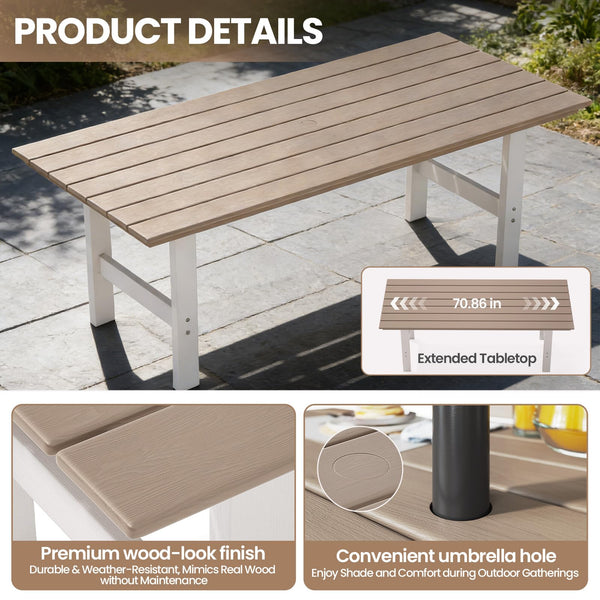 7-Piece Outdoor HDPE Patio Dining Set with Umbrella Hole