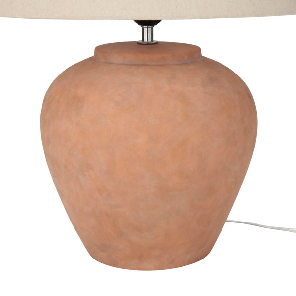 Rustic Terracotta Ceramic Table Lamp with Fabric Shade