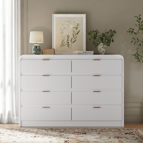 8-Drawer Fluted Dresser with Metal Handles