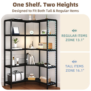 L-Shaped 5-Tier Corner Bookshelf
