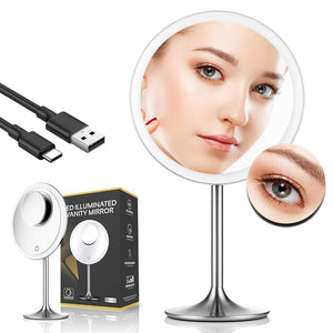 9-Inch LED Makeup Mirror with 5X & 10X Magnification