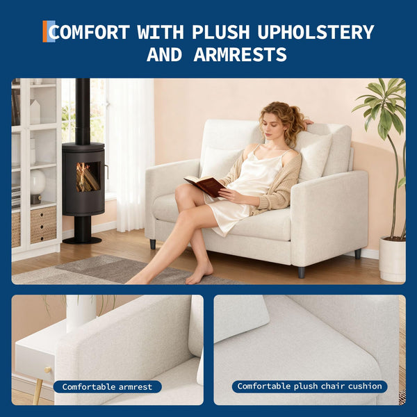 52" Loveseat Sofa for Small Spaces – Mid-Century Accent Couch