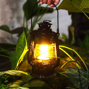 Vintage LED Camping Lanterns Set of 16 – Battery Operated Metal Hurricane Lanterns with Dimmer Switch