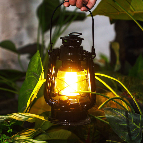 Vintage LED Camping Lanterns Set of 16 – Battery Operated Metal Hurricane Lanterns with Dimmer Switch