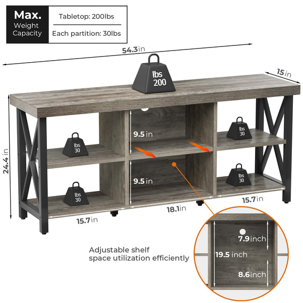 TV Stand for TVs up to 65 Inches – 6-Compartment Entertainment Center