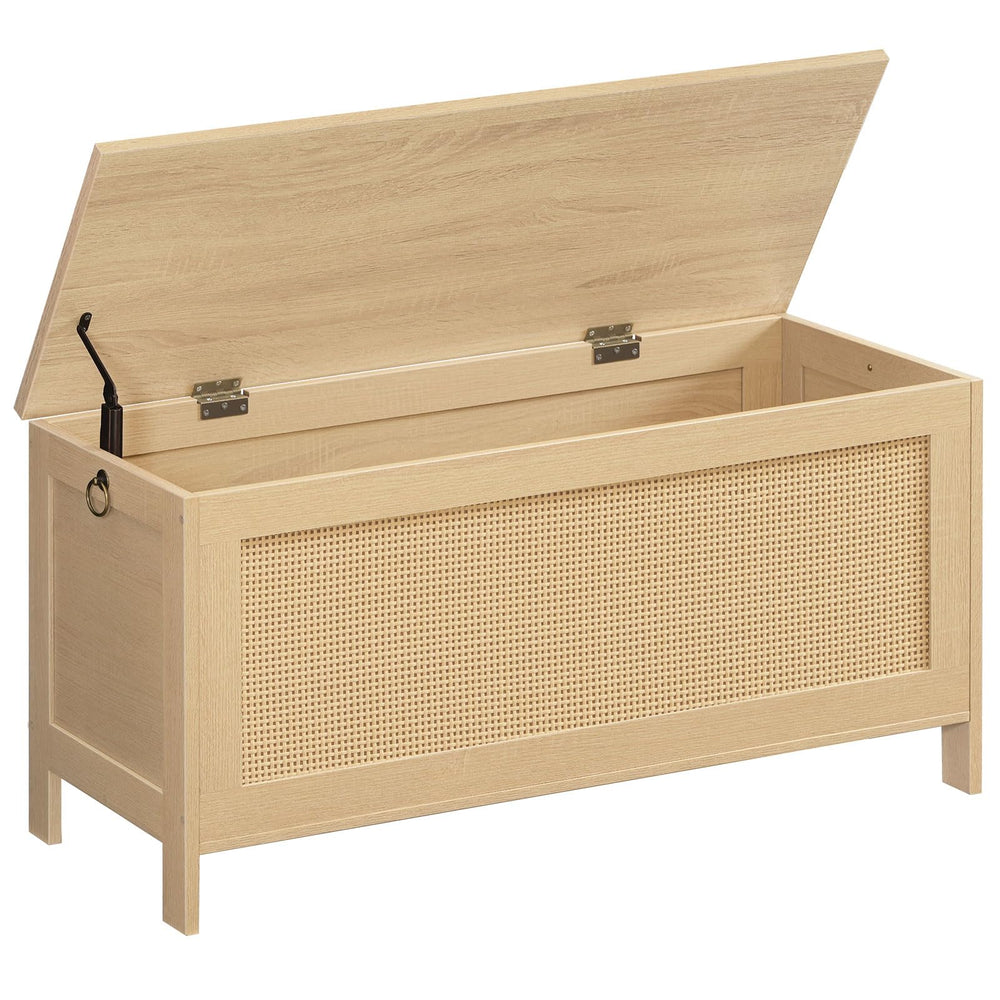 Storage Bench with Faux Rattan Lid & Safety Hinge