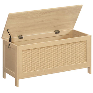 Storage Bench with Faux Rattan Lid & Safety Hinge
