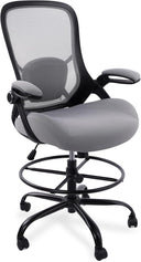Tall Drafting Chair with Flip-Up Armrests & Adjustable Footrest