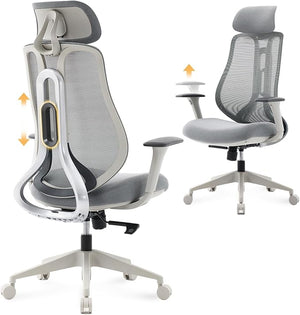 Ergonomic Mesh Office Chair with Adjustable Backrest & Headrest