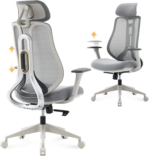 Ergonomic Mesh Office Chair with Adjustable Backrest & Headrest