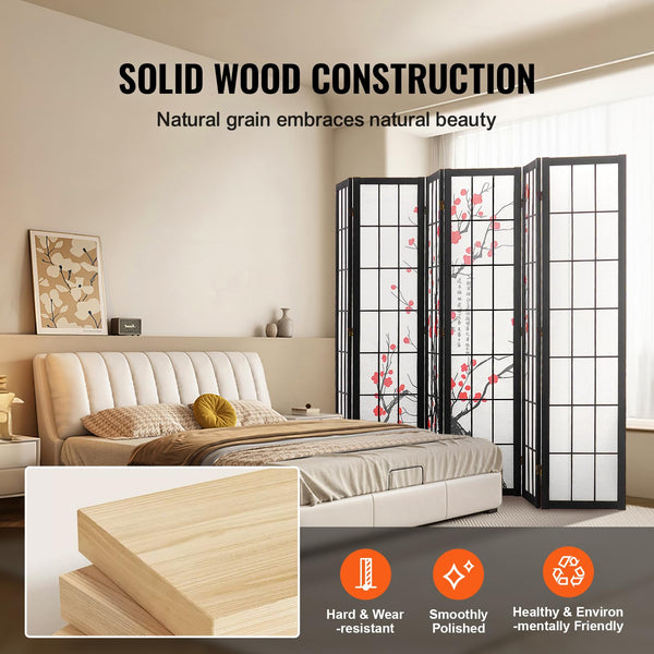 Cherry Blossom Japanese Room Divider Screen – Folding Wood Privacy Panel