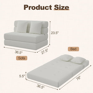 Convertible Folding Sofa Bed Sleeper Chair – Corduroy Floor Couch with Pillow