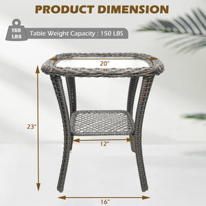 Outdoor Wicker Coffee Table Set of 2