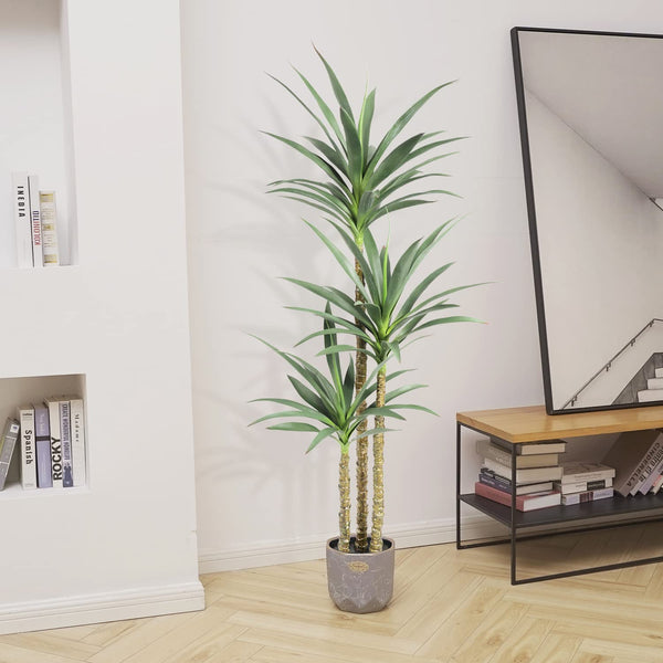 Artificial Agave Tree 5.3 Ft with 3 Trunks – Indoor Outdoor Fake Plant