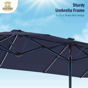 13 ft Double-Sided Patio Umbrella with 120 LED Solar Lights