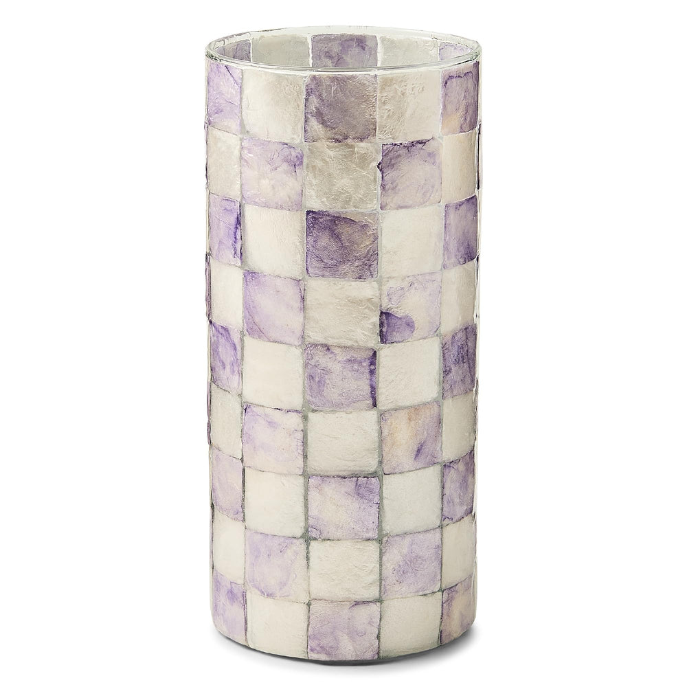 Capiz Small Flower Vase – Check Pattern