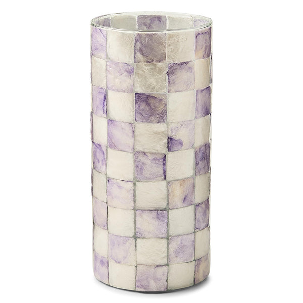 Capiz Small Flower Vase – Check Pattern