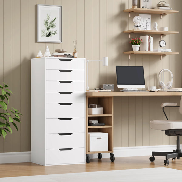 Tall 8-Drawer Dresser with Groove Handles