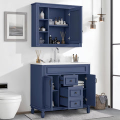36-Inch Freestanding Bathroom Vanity Set with Sink and Mirror Cabinet
