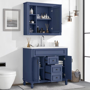 36-Inch Freestanding Bathroom Vanity Set with Sink and Mirror Cabinet