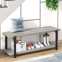 Industrial Entryway Storage Bench with Steel Frame — 47 Inch