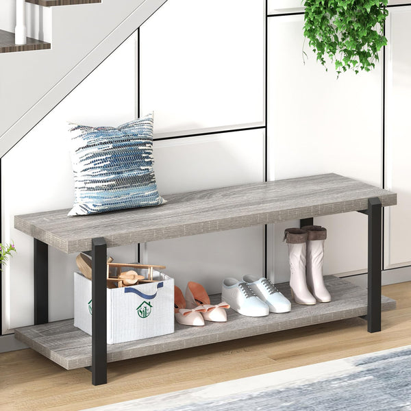 Entryway Shoe Storage Bench with Metal Frame – 47 Inch