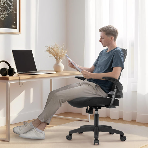 Ergonomic High Back Mesh Office Chair with Lumbar Support & Flip-Up Armrests