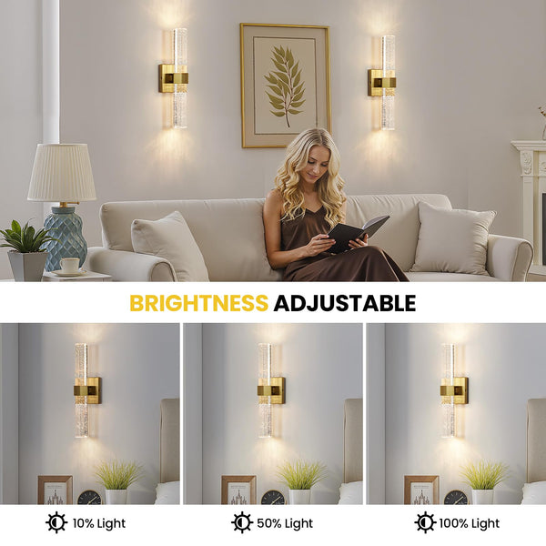 LED Crystal Bubble Glass Wall Sconce – Indoor Vanity Light Fixture