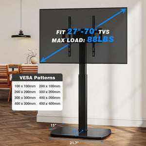Swivel Height Adjustable TV Floor Stand for 27-70 Inch TVs