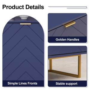 Herringbone Sideboard Buffet Cabinet with Storage – Navy Blue