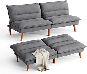 Corduroy Futon Sofa Bed with Adjustable Backrest