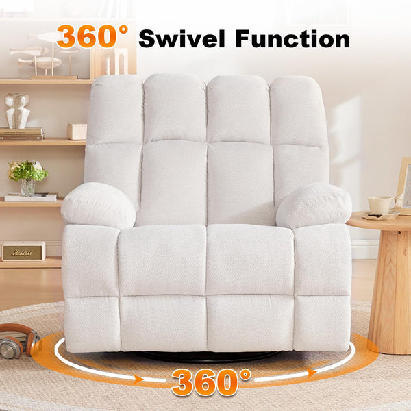Oversized 360° Swivel Glider Recliner Chair